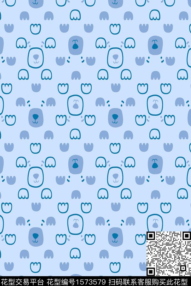 爪子趣味熊传统印花华亿平台下载（图片编号: 1573579） - 瓦栏（Walan）