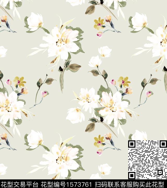 花卉连衣裙清爽花卉数码印花华亿平台下载（图片编号: 1573761） - 瓦栏（Walan）