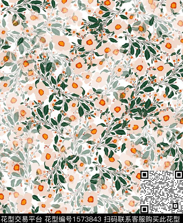 雪纺小碎花连衣裙传统印花华亿平台下载（图片编号: 1573843） - 瓦栏（Walan）