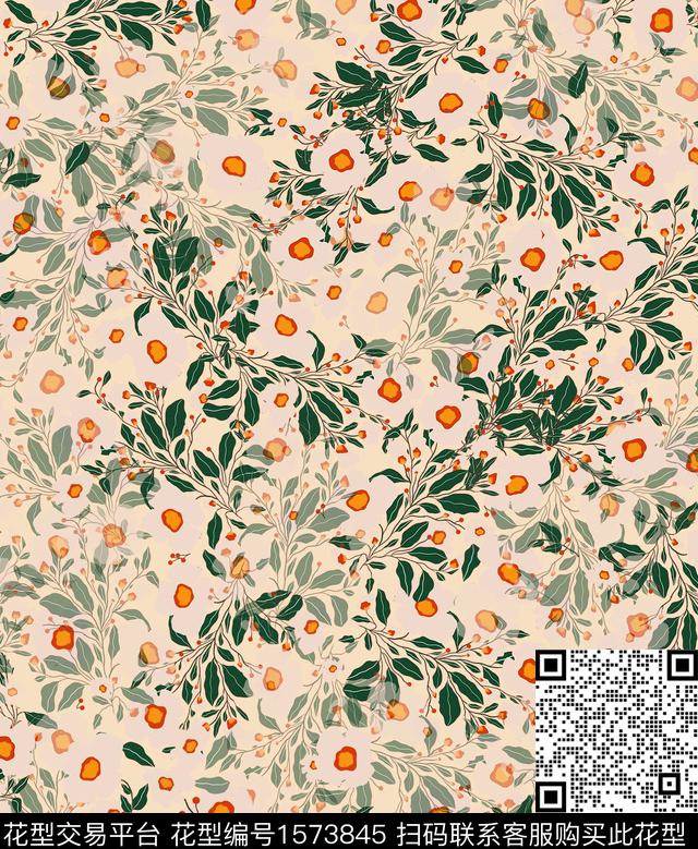 雪纺小碎花连衣裙传统印花华亿平台下载（图片编号: 1573845） - 瓦栏（Walan）