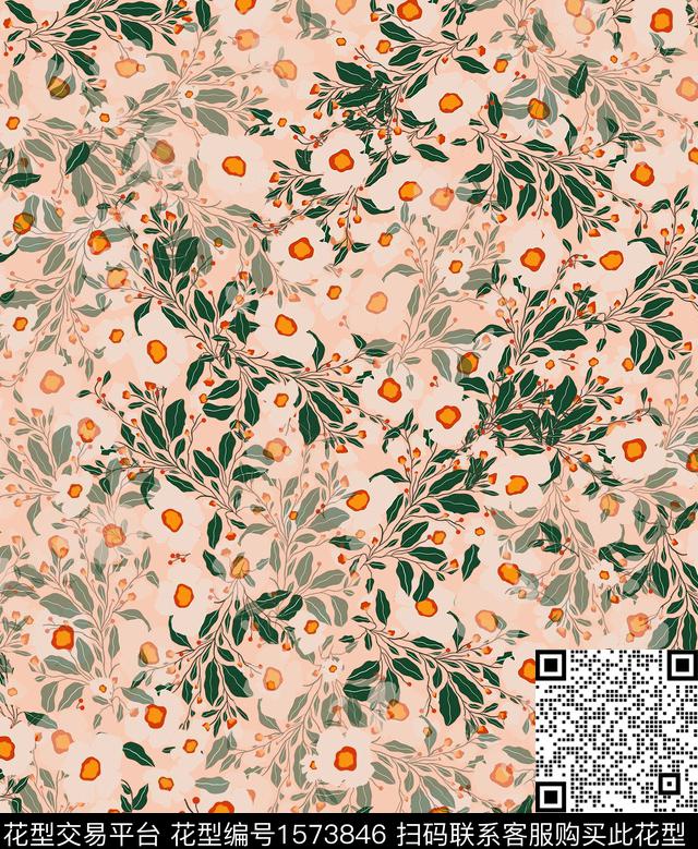 雪纺小碎花连衣裙传统印花华亿平台下载（图片编号: 1573846） - 瓦栏（Walan）