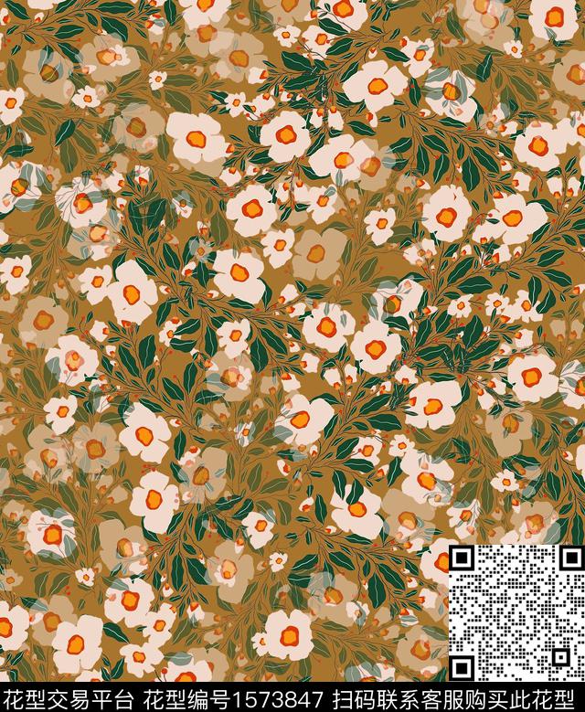 雪纺小碎花连衣裙传统印花华亿平台下载（图片编号: 1573847） - 瓦栏（Walan）