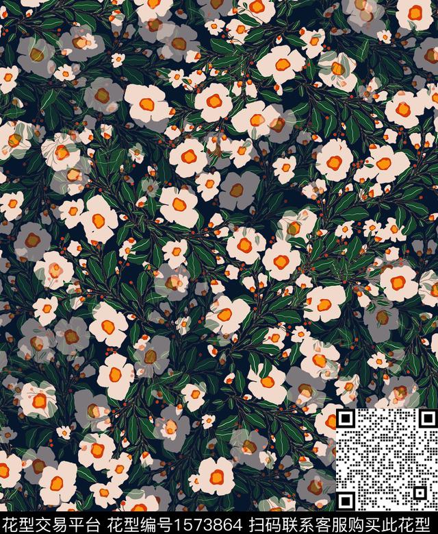 雪纺小碎花连衣裙传统印花华亿平台下载（图片编号: 1573864） - 瓦栏（Walan）