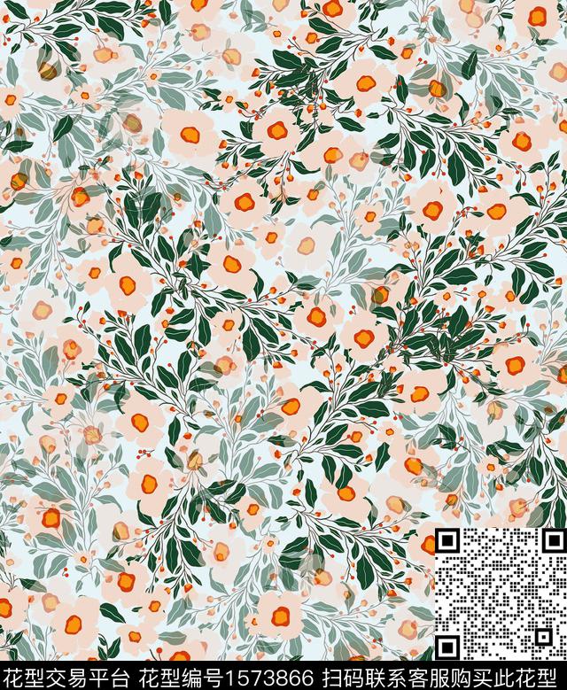 雪纺小碎花连衣裙传统印花华亿平台下载（图片编号: 1573866） - 瓦栏（Walan）