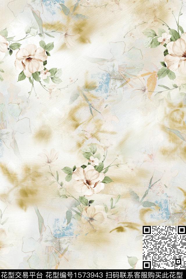 水彩花卉底纹花卉数码印花华亿平台下载（图片编号: 1573943） - 瓦栏（Walan）