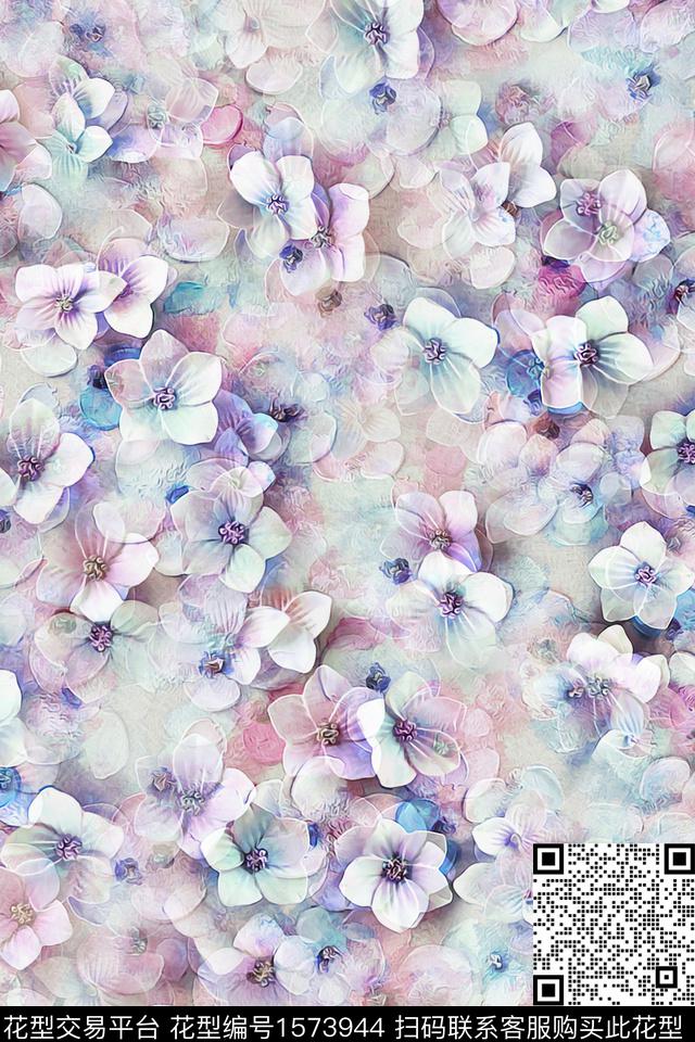 小碎花模糊花卉花卉数码印花华亿平台下载（图片编号: 1573944） - 瓦栏（Walan）