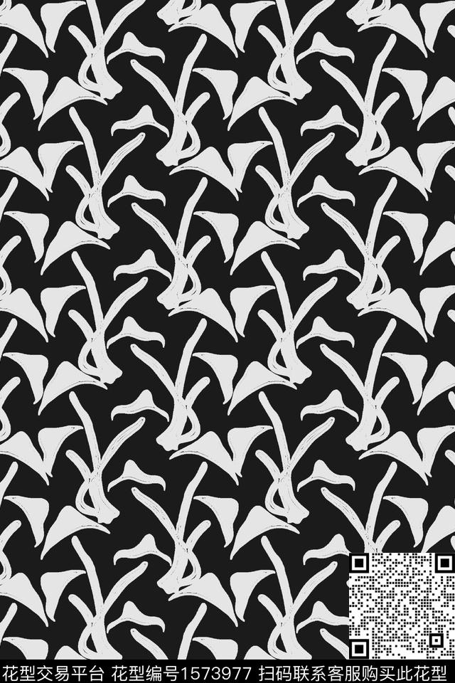 连续黑白黑白华亿平台数码印花华亿平台下载（图片编号: 1573977） - 瓦栏（Walan）