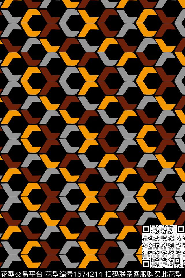几何拼色传统印花华亿平台下载（图片编号: 1574214） - 瓦栏（Walan）