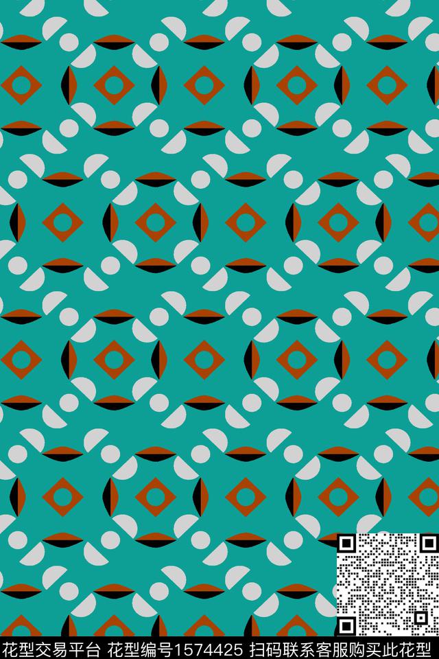 几何圆菱形传统印花华亿平台下载（图片编号: 1574425） - 瓦栏（Walan）