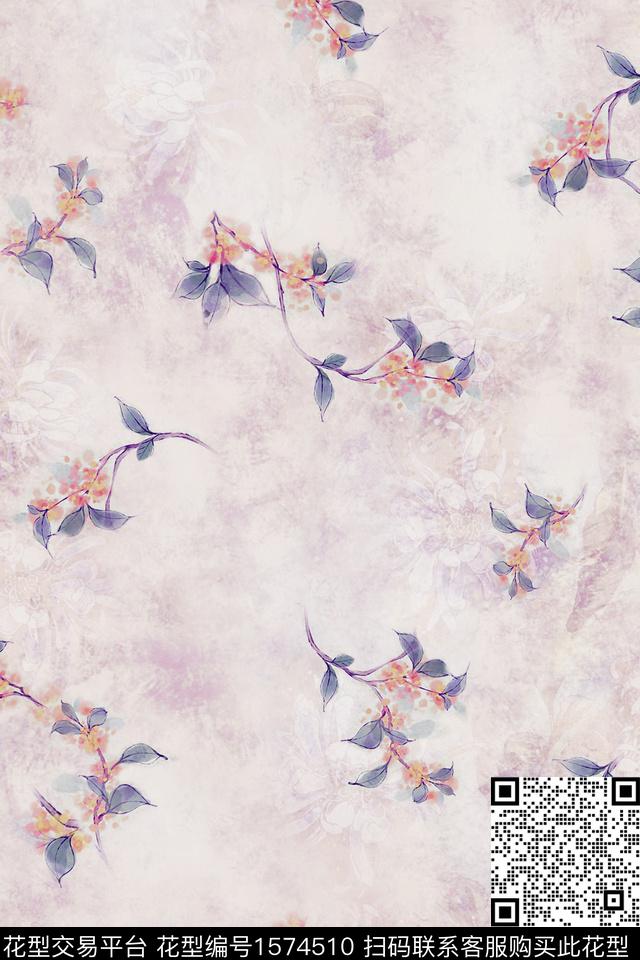 植物底纹中国风数码印花华亿平台下载（图片编号: 1574510） - 瓦栏（Walan）