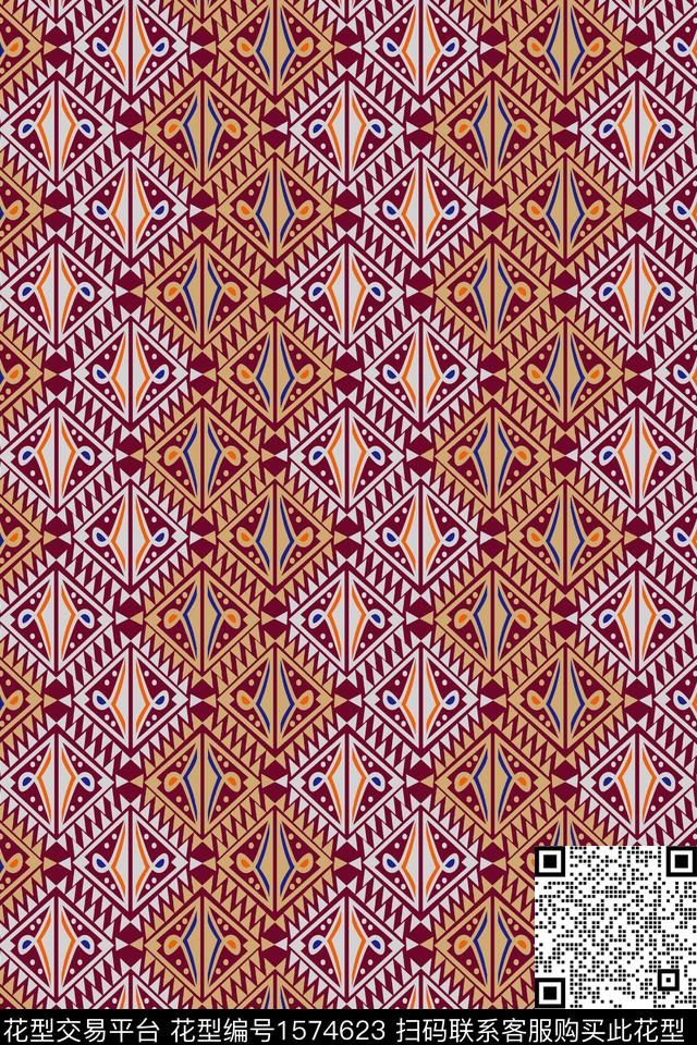 民族风几何传统印花华亿平台下载（图片编号: 1574623） - 瓦栏（Walan）