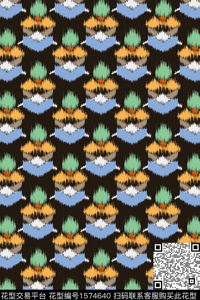 民族风笔触拼色数码印花华亿平台下载（图片编号: 1574640） - 瓦栏（Walan）