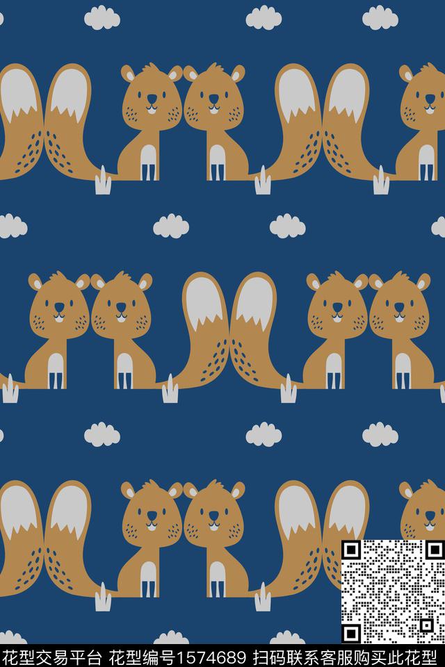 趣味松鼠童装传统印花华亿平台下载（图片编号: 1574689） - 瓦栏（Walan）