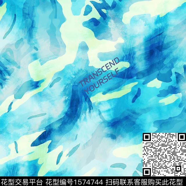 字母水彩数码印花华亿平台下载（图片编号: 1574744） - 瓦栏（Walan）