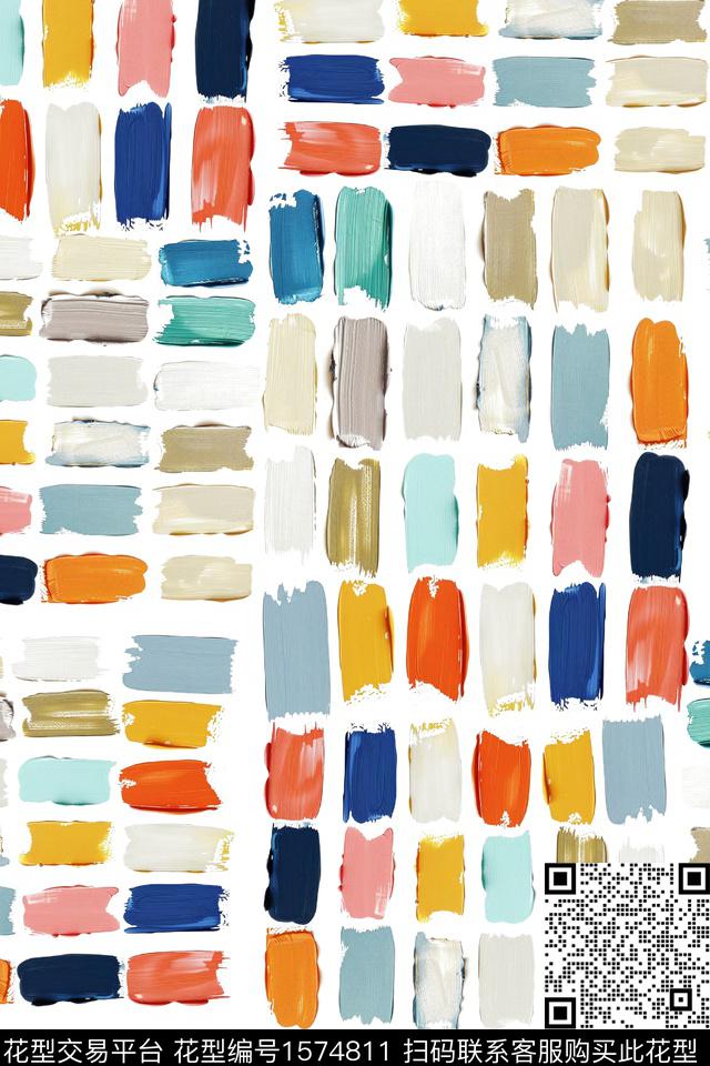 颜料油画笔触数码印花华亿平台下载（图片编号: 1574811） - 瓦栏（Walan）