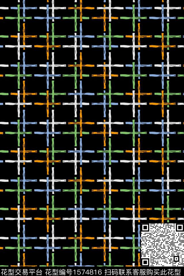 线条彩条格子传统印花华亿平台下载（图片编号: 1574816） - 瓦栏（Walan）