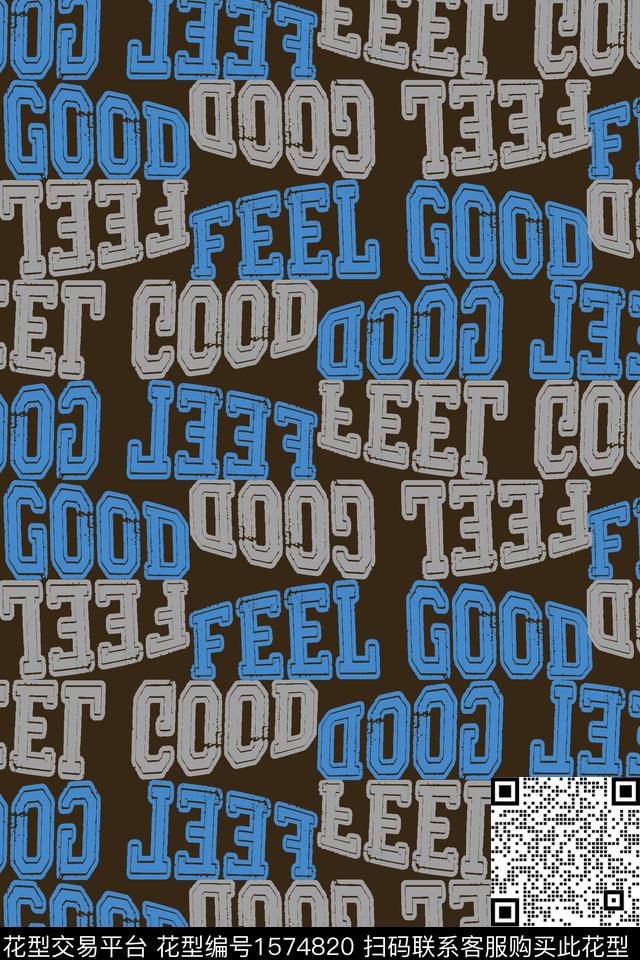 趣味字母黑底传统印花华亿平台下载（图片编号: 1574820） - 瓦栏（Walan）