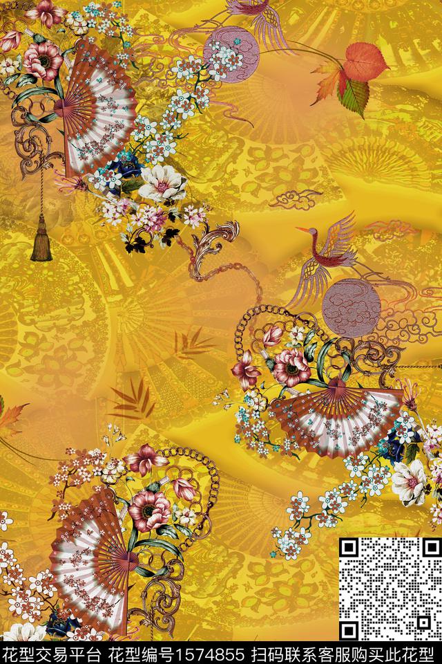 中国风花卉底纹数码印花华亿平台下载（图片编号: 1574855） - 瓦栏（Walan）