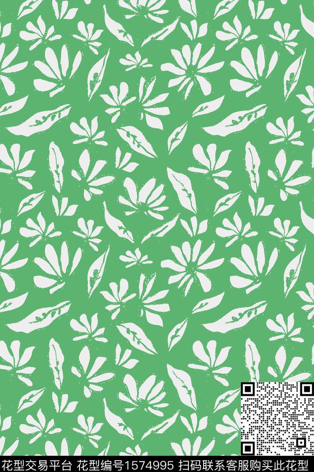 满版散花花卉叶子数码印花华亿平台下载（图片编号: 1574995） - 瓦栏（Walan）