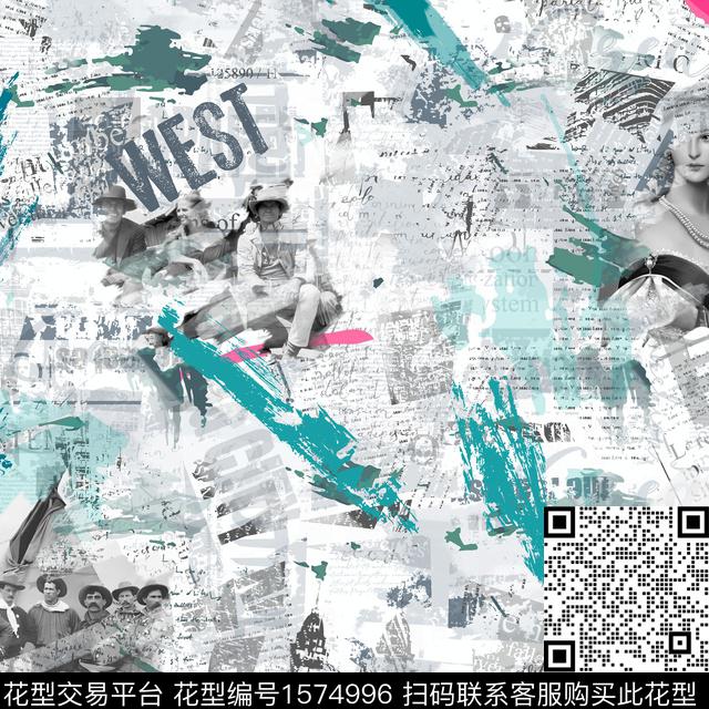 休闲报纸人物数码印花华亿平台下载（图片编号: 1574996） - 瓦栏（Walan）