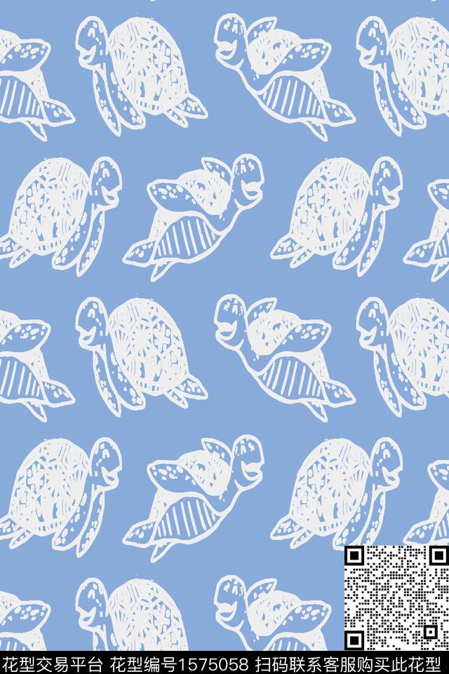 趣味动物海龟数码印花华亿平台下载（图片编号: 1575058） - 瓦栏（Walan）