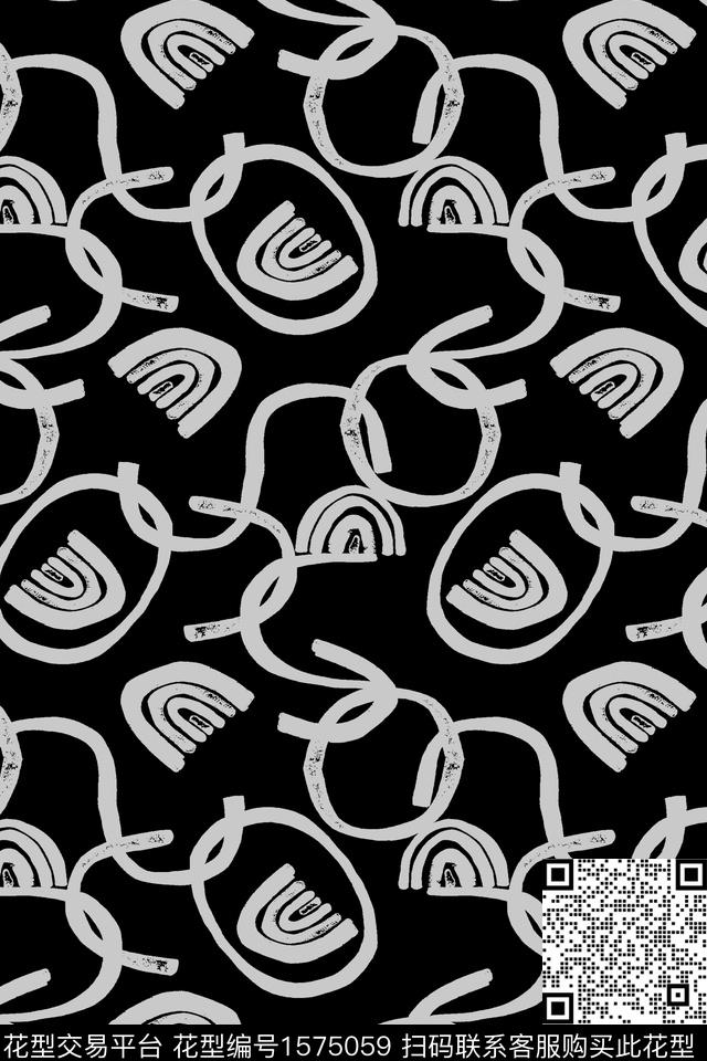 黑白条纹黑白华亿平台数码印花华亿平台下载（图片编号: 1575059） - 瓦栏（Walan）