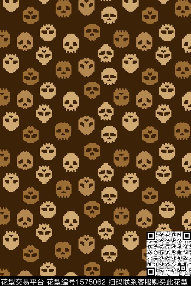 趣味骷髅头传统印花华亿平台下载（图片编号: 1575062） - 瓦栏（Walan）