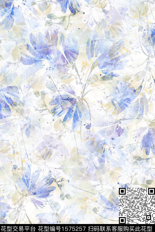 水彩花卉花卉数码印花华亿平台下载（图片编号: 1575257） - 瓦栏（Walan）