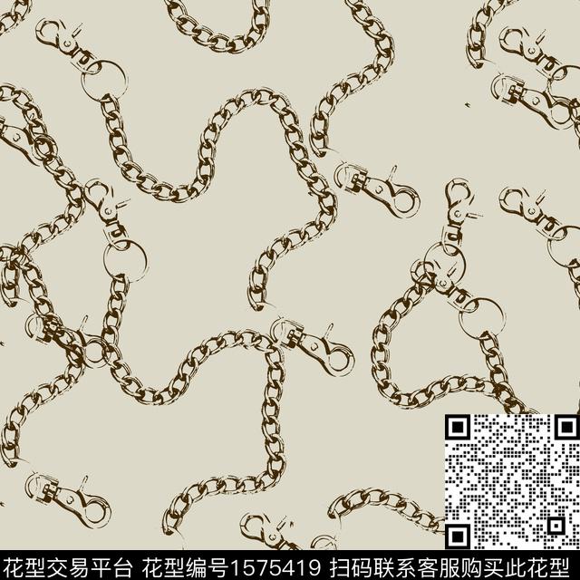 锁链环扣休闲数码印花华亿平台下载（图片编号: 1575419） - 瓦栏（Walan）