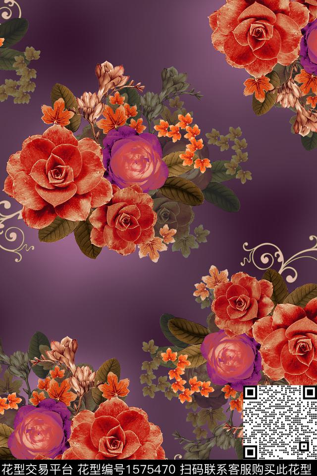 花卉中老年中东数码印花华亿平台下载（图片编号: 1575470） - 瓦栏（Walan）