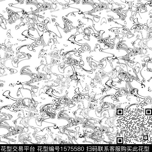 线条画涂鸦抽象数码印花华亿平台下载（图片编号: 1575580） - 瓦栏（Walan）