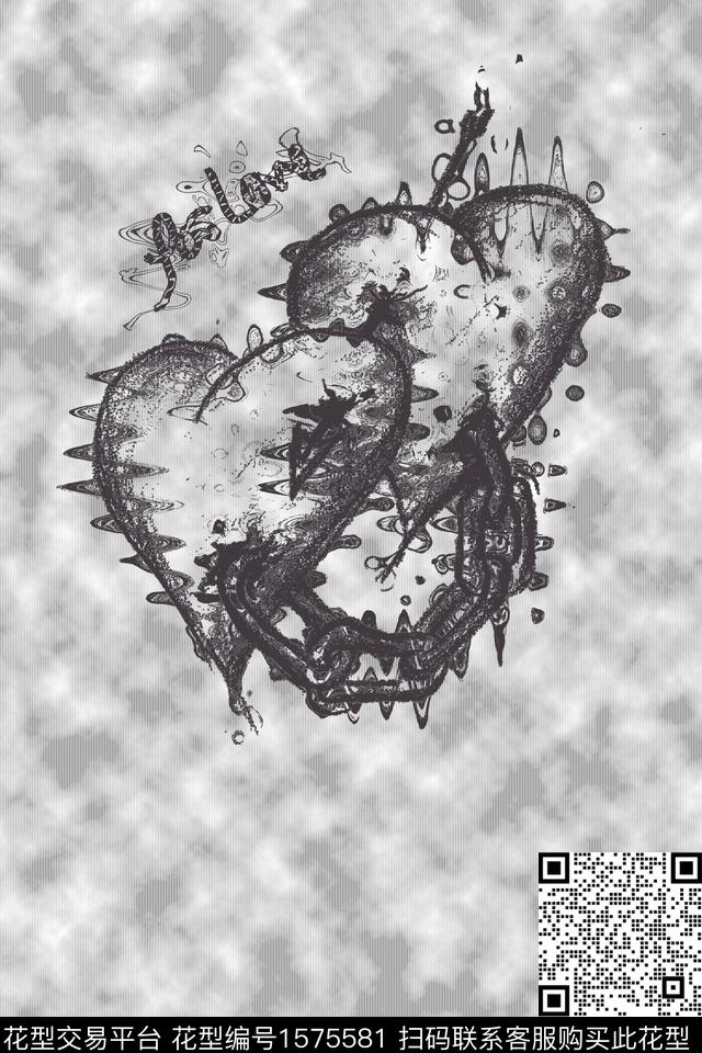 纹理爱心涂鸦数码印花华亿平台下载（图片编号: 1575581） - 瓦栏（Walan）