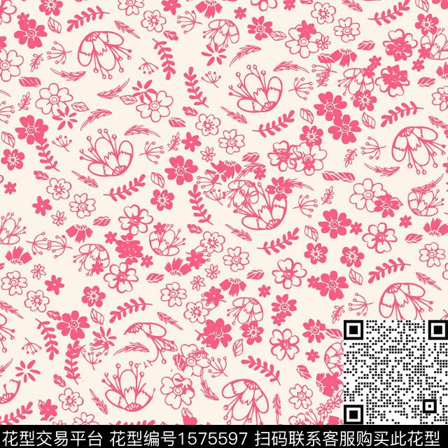 花卉小碎花数码印花华亿平台下载（图片编号: 1575597） - 瓦栏（Walan）