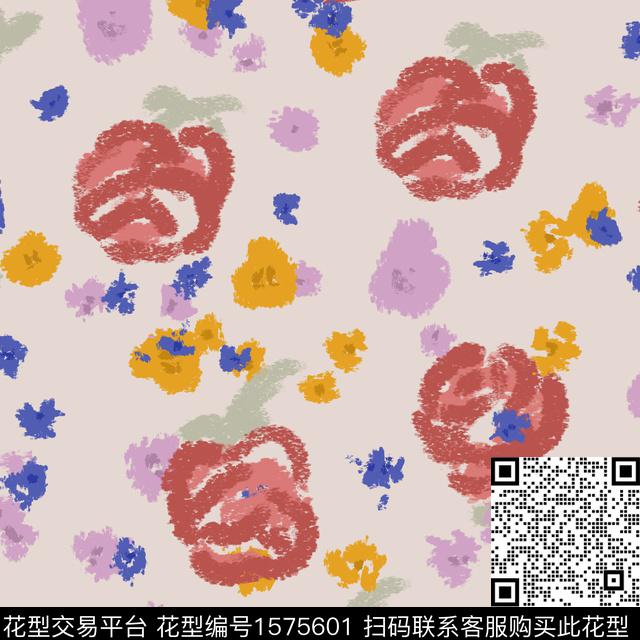 花卉抽象花卉数码印花华亿平台下载（图片编号: 1575601） - 瓦栏（Walan）