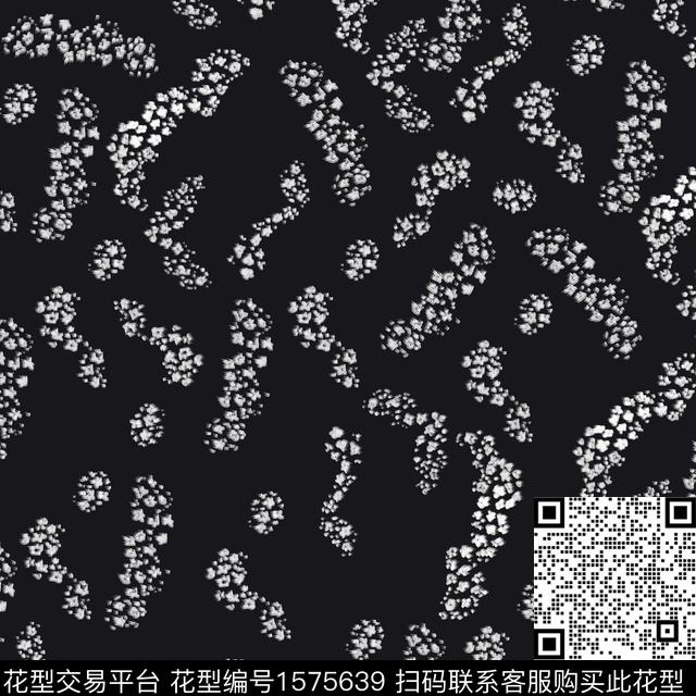 花卉模糊花卉黑底花卉数码印花华亿平台下载（图片编号: 1575639） - 瓦栏（Walan）