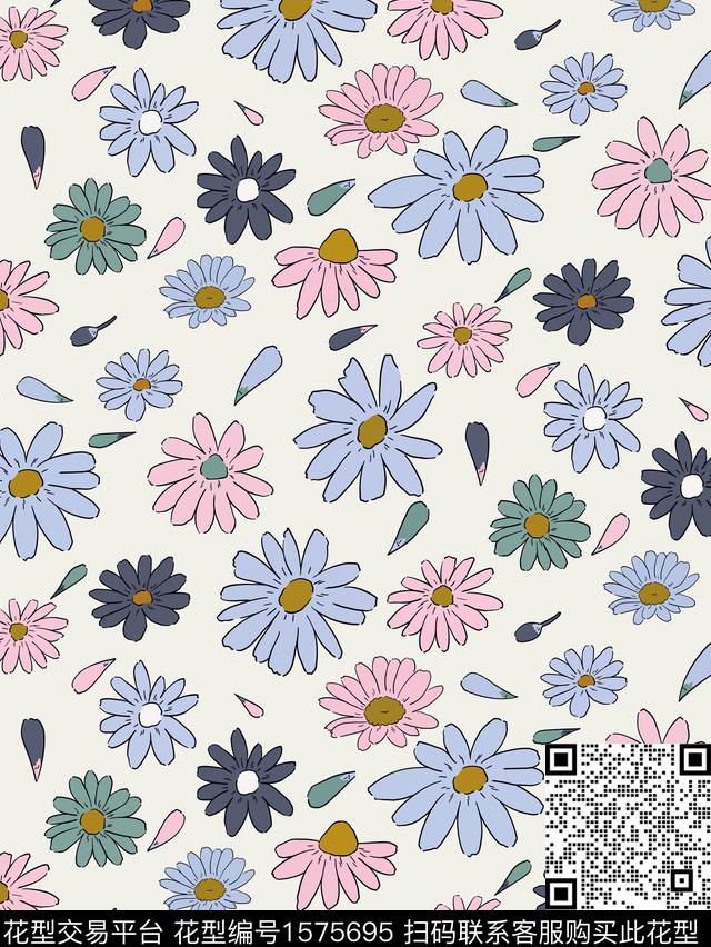 花卉小碎花花瓣数码印花华亿平台下载（图片编号: 1575695） - 瓦栏（Walan）