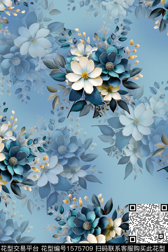 花卉影花立体花卉数码印花华亿平台下载（图片编号: 1575709） - 瓦栏（Walan）