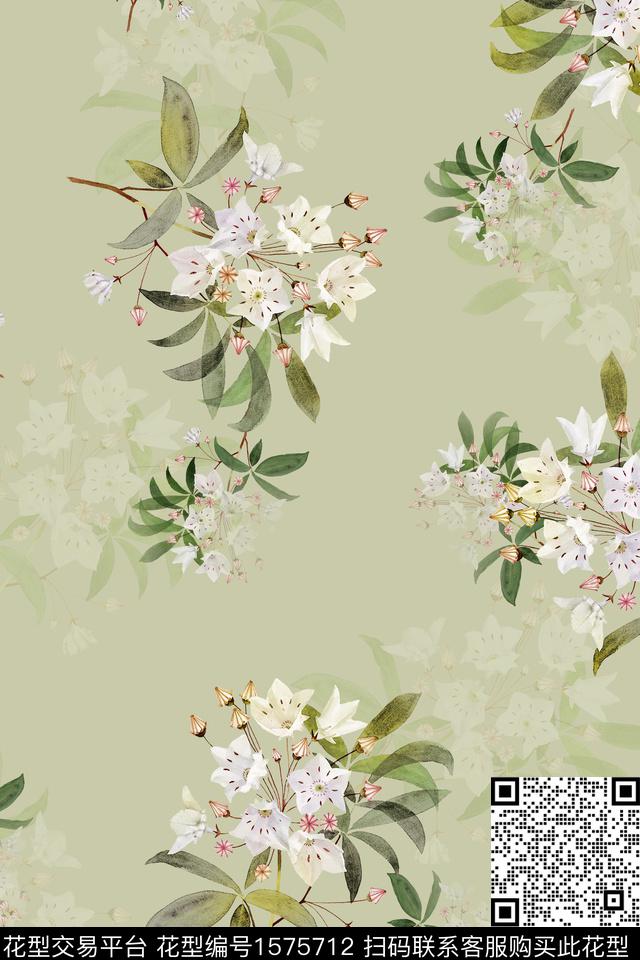 花卉水彩花卉清爽花卉数码印花华亿平台下载（图片编号: 1575712） - 瓦栏（Walan）