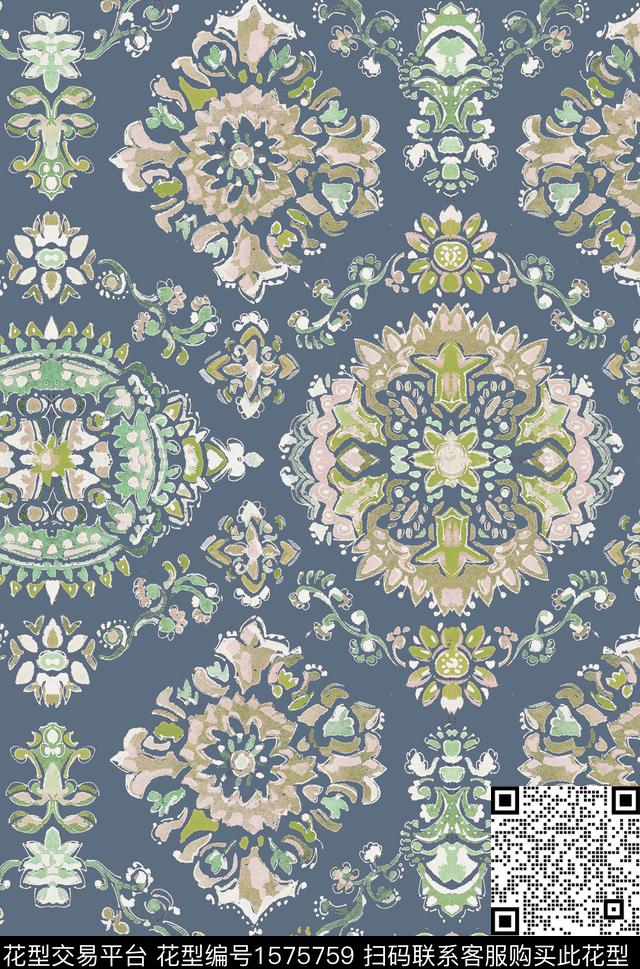 墙纸民族风民族纹样数码印花华亿平台下载（图片编号: 1575759） - 瓦栏（Walan）