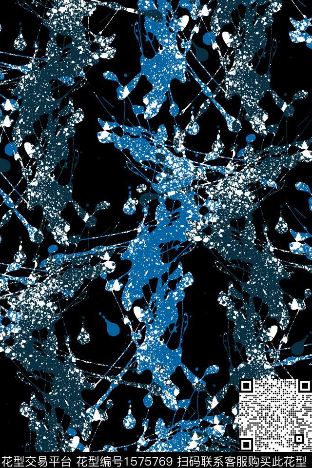 抽象墨迹泼墨数码印花华亿平台下载（图片编号: 1575769） - 瓦栏（Walan）