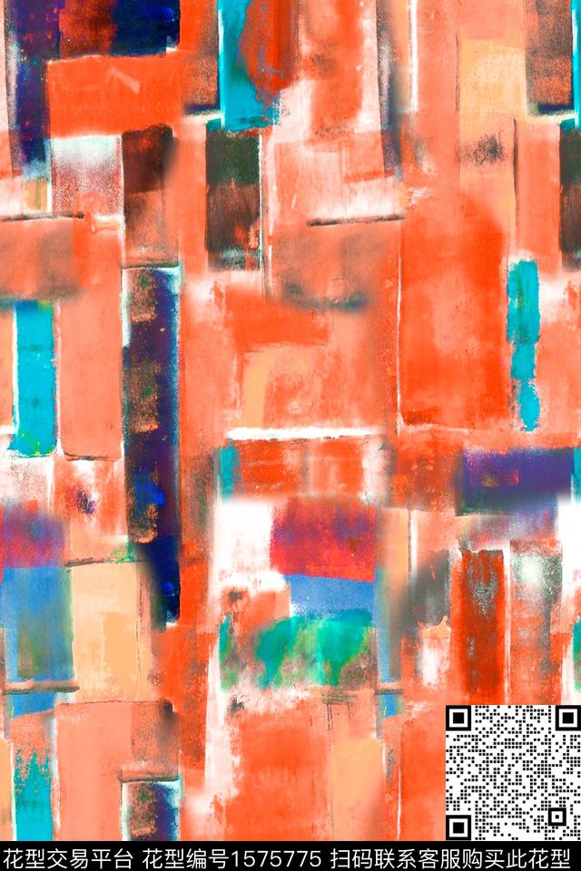 抽象涂鸦笔触数码印花华亿平台下载（图片编号: 1575775） - 瓦栏（Walan）