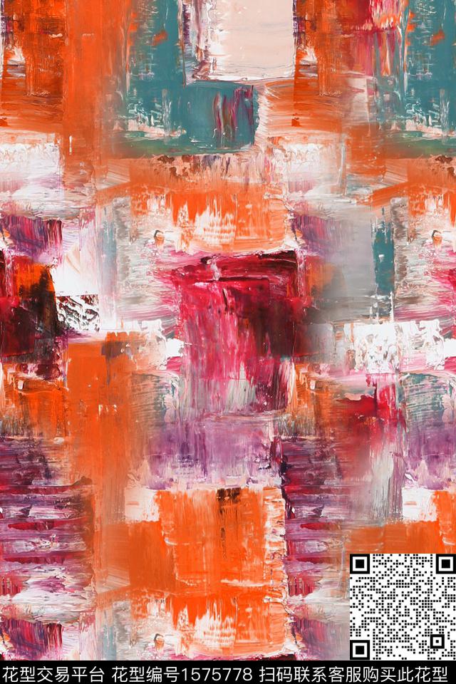 抽象涂鸦笔触数码印花华亿平台下载（图片编号: 1575778） - 瓦栏（Walan）