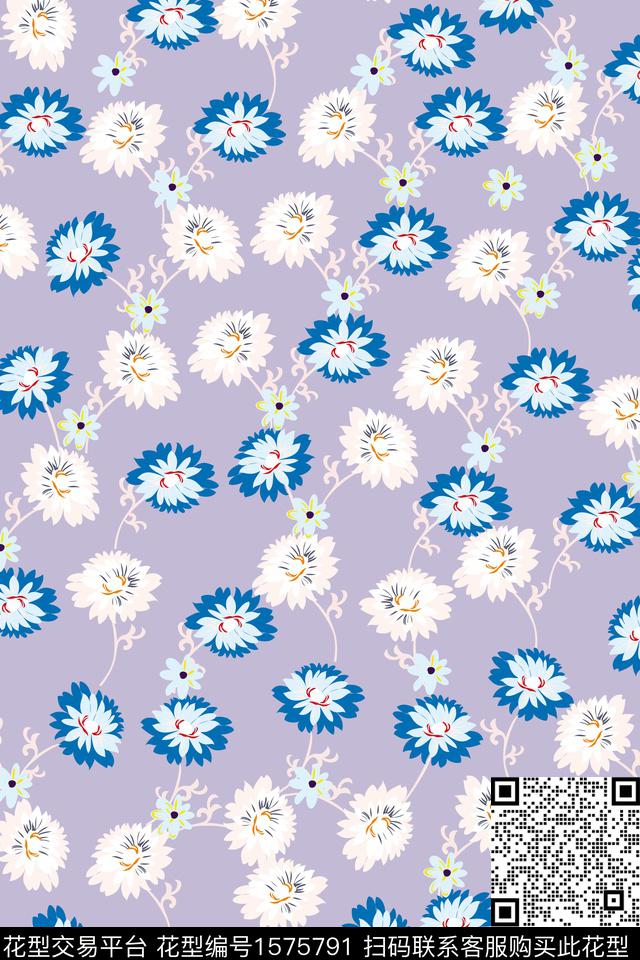花卉小碎花清爽花卉数码印花华亿平台下载（图片编号: 1575791） - 瓦栏（Walan）