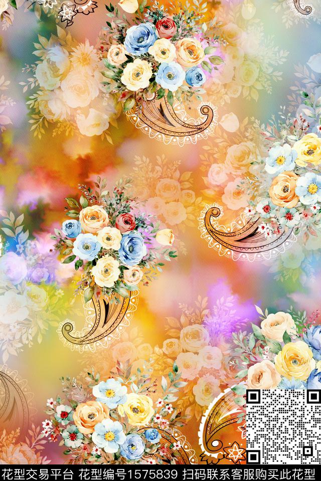 民族风佩斯利中老年数码印花华亿平台下载（图片编号: 1575839） - 瓦栏（Walan）