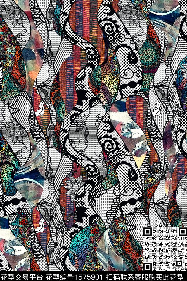 民族风底纹混合拼接数码印花华亿平台下载（图片编号: 1575901） - 瓦栏（Walan）