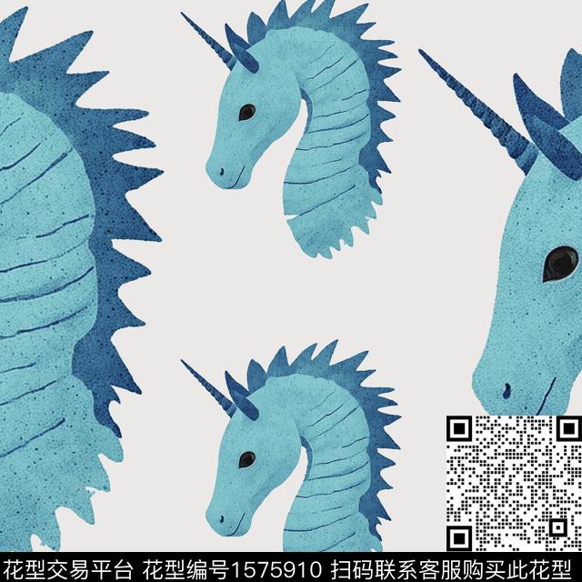 独角兽动物水彩数码印花华亿平台下载（图片编号: 1575910） - 瓦栏（Walan）