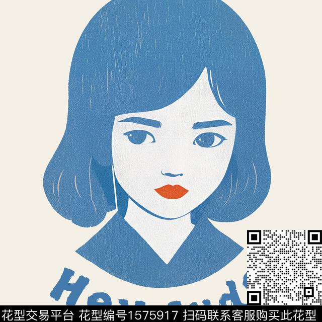 少女字母人物数码印花华亿平台下载（图片编号: 1575917） - 瓦栏（Walan）