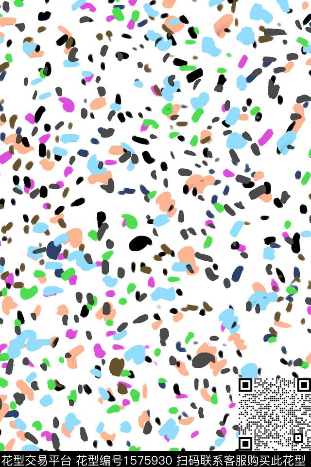 斑点笔触波点数码印花华亿平台下载（图片编号: 1575930） - 瓦栏（Walan）