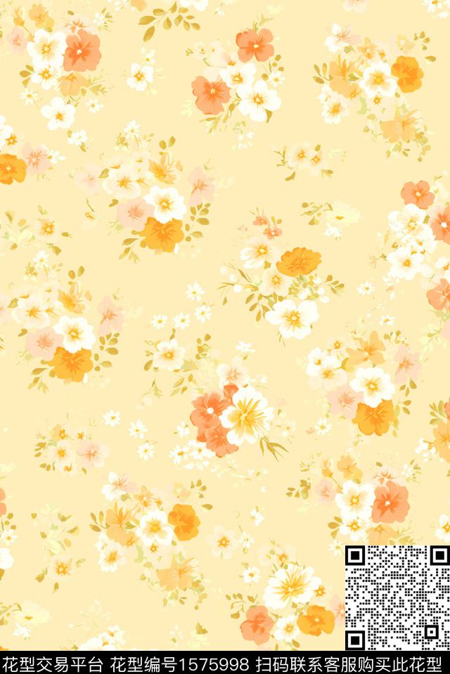 清爽底花卉花卉小碎花数码印花华亿平台下载（图片编号: 1575998） - 瓦栏（Walan）