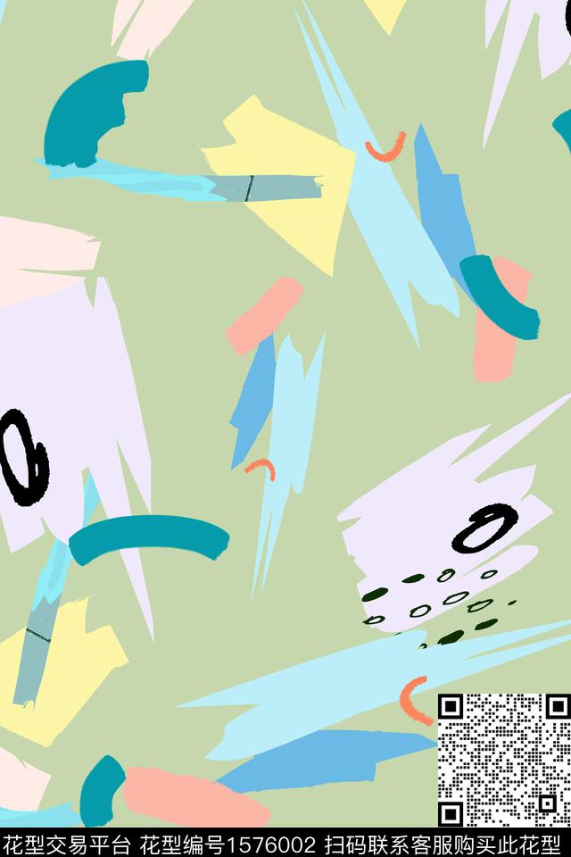 大牌风几何抽象数码印花华亿平台下载（图片编号: 1576002） - 瓦栏（Walan）